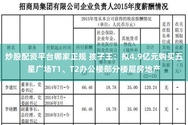 炒股配资平台哪家正规 孩子王：拟4.9亿元购买五星广场T1、T2办公楼部分楼层房地产